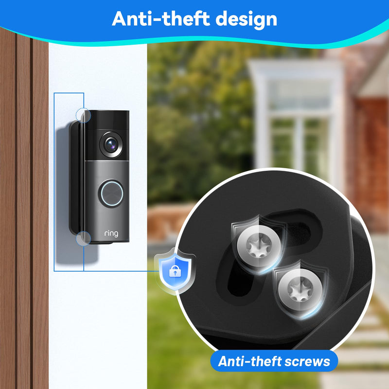 Doorbell Mount for Ring, Adjustable Angle Wall Mount Anti-Theft Doorbell Bracket for Ring Battery & Wired Doorbell/Pro/Plus (2nd Gen New-est Model), Wide View for Home/Apartment - Black for Ring Battery Doorbell 2nd Gen 2026
