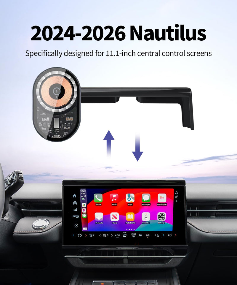 15W Wireless Charger Car Phone Holder for Lincoln Nautilus 2024-2026 | 11.1" Screen Magsafe Accessories Fast Charging Magnetic Cell Phone Holder Clip Compatible with iPhone Android, 3D Fit Bracket