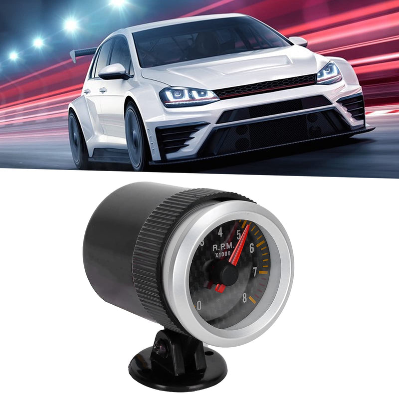 Tacho Gauge,Tachometer 52mm/2.05in 0‑8000 RPM Carbon Fiber Panel Pointer 12V Universal for 4 6 8 Cylinder Engines SUV