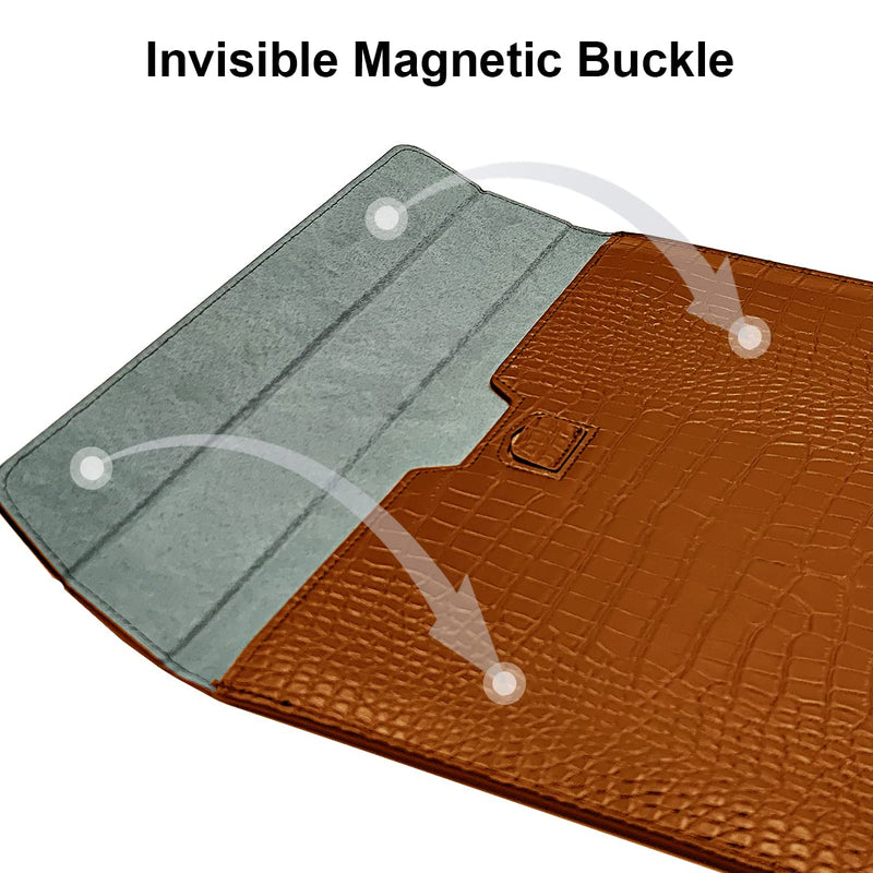Laptop Sleeve with Stand, PU Leather Flap Style Case Bag for 2024 MacBook Air 13.6 inch M3 A3113 M2 A2681 2022 Air 13 2018-2021 M1 A2337 A2179 A1932 MacBook Pro 13 M1 M2 2016-2020, Brown