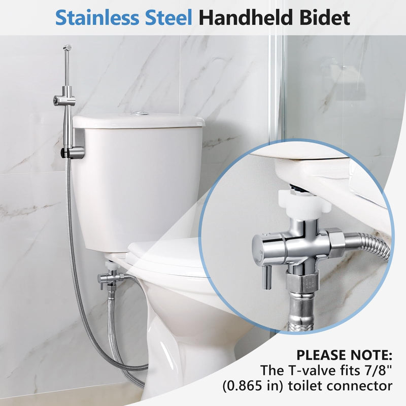 SPACEREST Handheld Bidet Sprayer for Toilet, Leak-Proof Stainless Steel Bidet Attachment for Toilet, Adjustable Spray Angle & Water Pressure, Toilet Sprayer for Personal Care, Postpartum (Silver) sliver