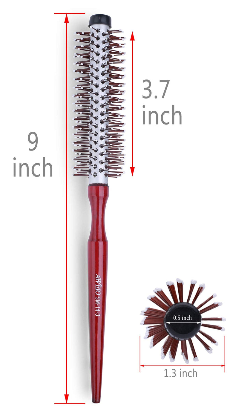 PERFEHAIR Small Round Brush for Blow Drying Short Hair, 1.3 Inch Mini Roller Hair Brush with Nylon Bristles for Volume, Styling, Curling & Curly, Wavy, Thick, or Thin Hair on Men & Women
