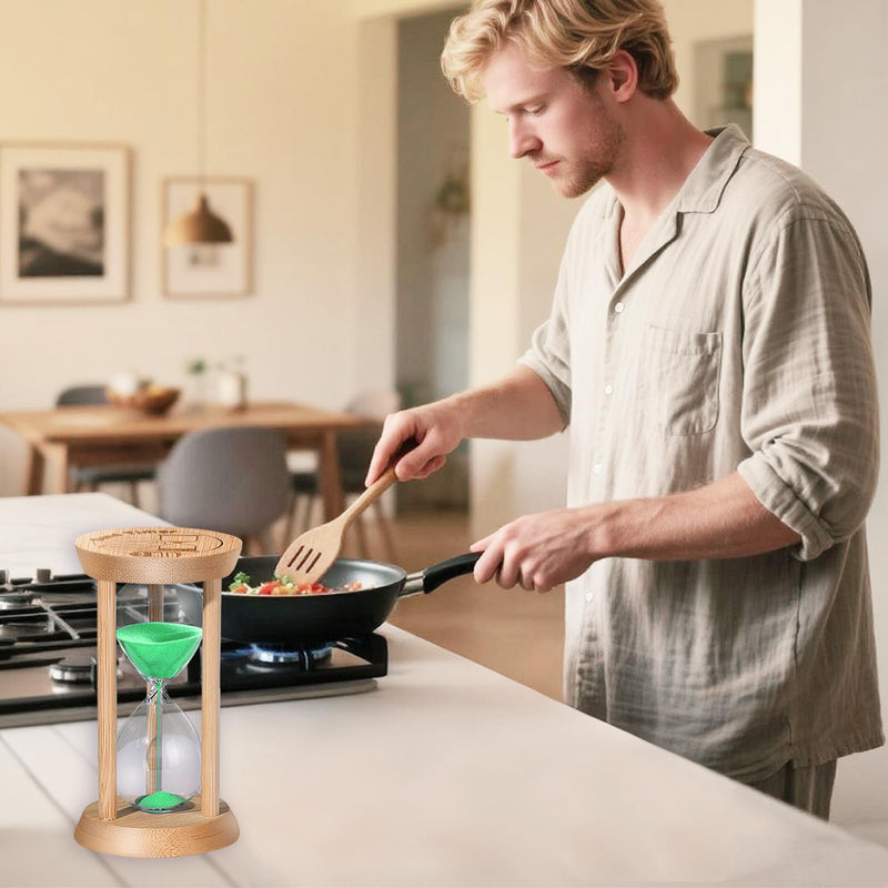 SuLiao Sand Timer, Colorful Hourglass Sandglass Timer, Wooden Sand Clock 30Sec/1 min/2 min/3 min/5 min/10 min for Brushing Children's Teeth, Cooking, Games, School, Office (Pack of 6) 30S/1/2/3/5/10 Min Orange/Yellow/Pink/Green/Purple/Blue