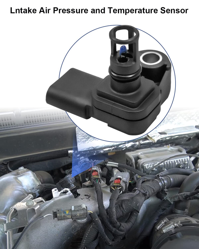Intake Air Pressure and Temperature Sensor Replace 12681993 Fit for Chevy Equinox Cruze Malibu Silverado GMC Terrain Sierra Buick Cascada Encore 2016-2022 Replace 225-1174 12670600 5S15725