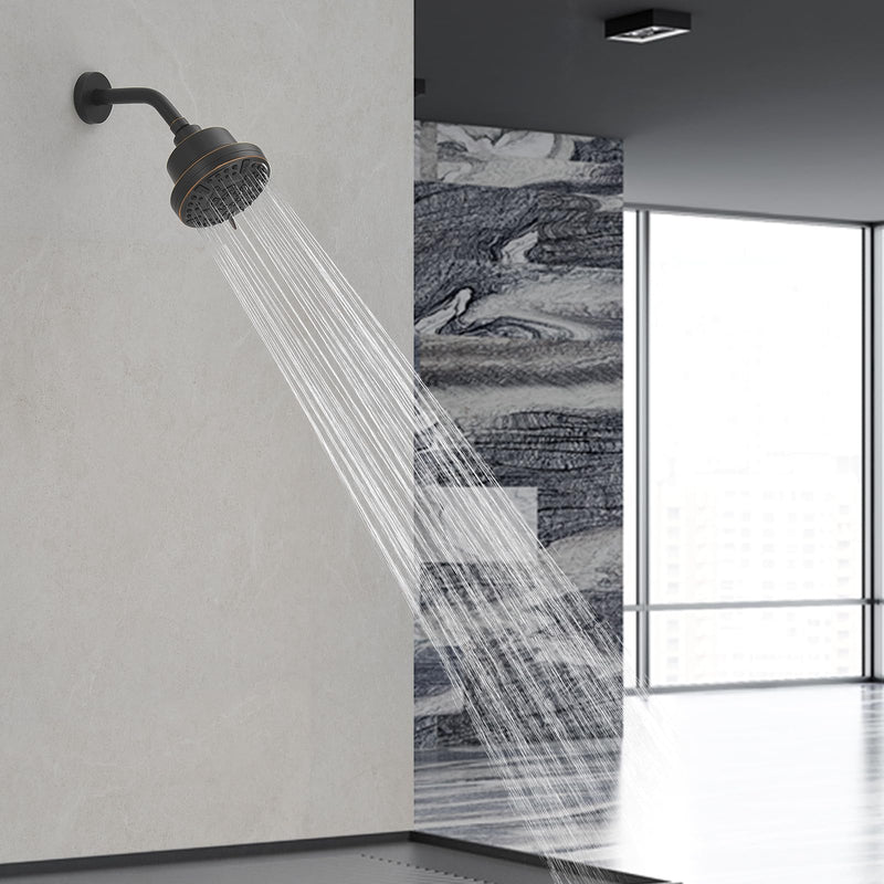 High Pressure Shower Filter Head Oil Rubbed Bronze Fixed Shower Head 7 Settings, 5 Inch Bathroom Rain Shower Head with Enhanced Filter for Hard Water, Reduces Chlorine and Harmful Substances