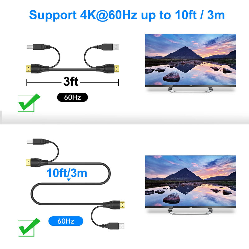6ft/1.8m 2 Pack USB HDMI KVM Cable for HDMI KVM Switch, USB Powered and Data Transfer, 4K@60Hz YUV 4:4:4 6 FT/ 2 Pack