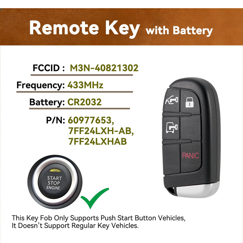 4-Btn Remote Key Fob Replacement for Ram ProMaster 1500 2500 3500 2022-2025 | 2 Pack Keyless Entry Remote for ProMaster Car Owner Replace or Spare Key 4 Buttons Design M3N-40821302 7FF24LXHAB