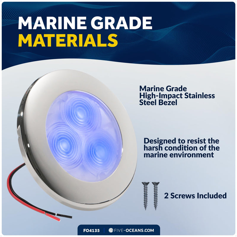 LED Ceiling Light, Round Cockpit, 3", Blue LED - FO4135 1-Pack