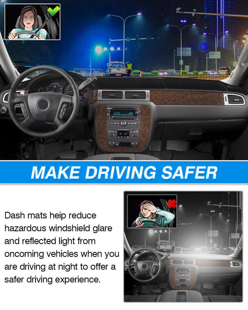 Dash Cover Fits for Chevy Chevrolet Silverado 1500 LT/WT 2007-2013 2500 HD / 3500 HD/GMC Sierra 2007-2013 (Only Fit Models with Two Glove Boxes)
