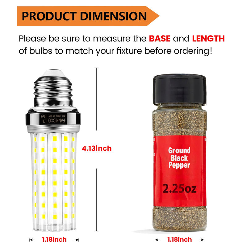 LED Light Bulb 6pcs 150W Equivalent 2500Lumen 6500K Cool Daylight White 20W LED Corn Light Bulb E26/E27 Base Non-Dimmable Ceiling Fan Light Bulbs for Home Garage Kitchen Indoor 20W-E26-6500K