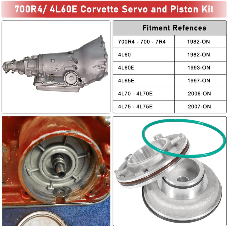 High Performance Corvette Servo Piston Kit Upgrade A74905BK TH700R4 4L60E 4L65E 2-4 Band Fits GM Corvette Style (1982-UP)