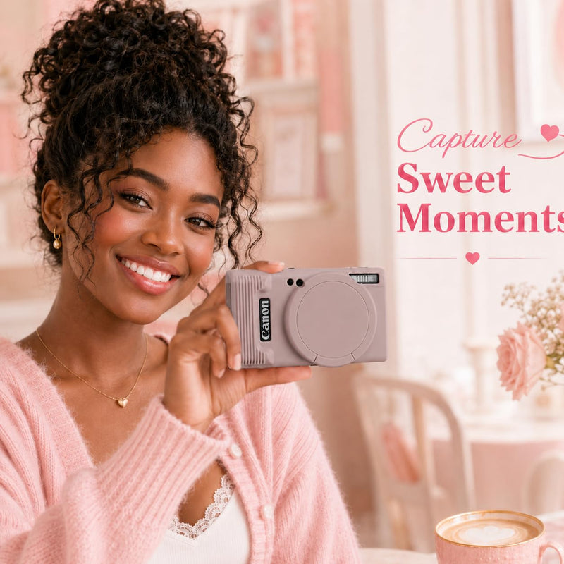 Case for Canon PowerShot ELPH 360 with 2-Pack Screen Protector | Removable Lens Cap Silicone Protective Cover with Cute Charm Wrist Strap for Canon ELPH 360 HS/IXY 650 - Mauve Canon PowerShot ELPH 360/IXY 650