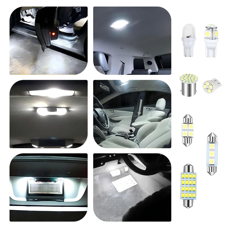 42 PCS Car Interior LED Light Combination Set, T10 31 mm 36 mm 41 mm Reading Light License Plate Light, Wide Angle Super Bright Lighting Plug and Play Bulb, Universal for Cars (White) 42 PCS