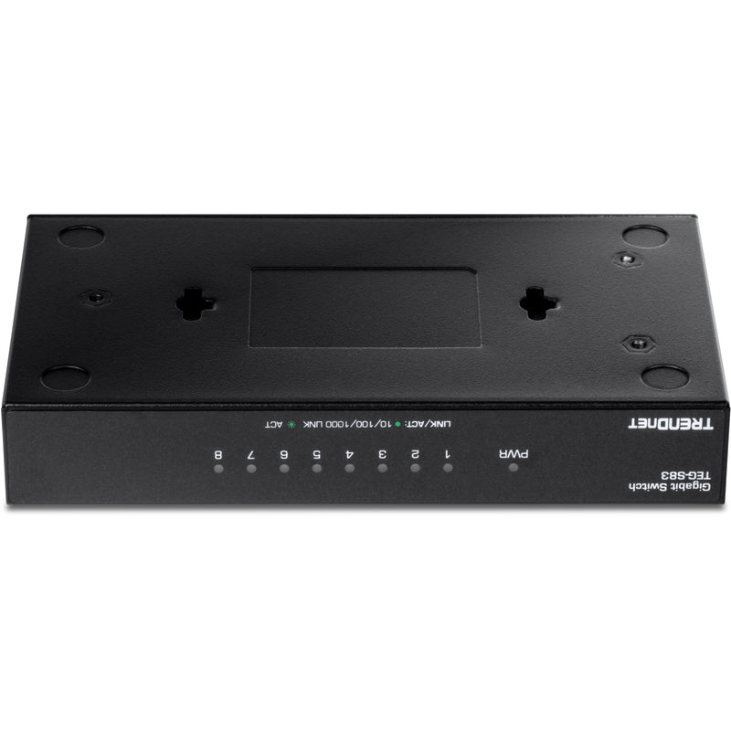TRENDnet 8-Port Gigabit Desktop Switch, TEG-S83, 8 x Gigabit RJ-45 Ports, Ethernet Splitter, 16Gbps Switching Capacity, Fanless Design, Metal Enclosure, Lifetime Protection, Black