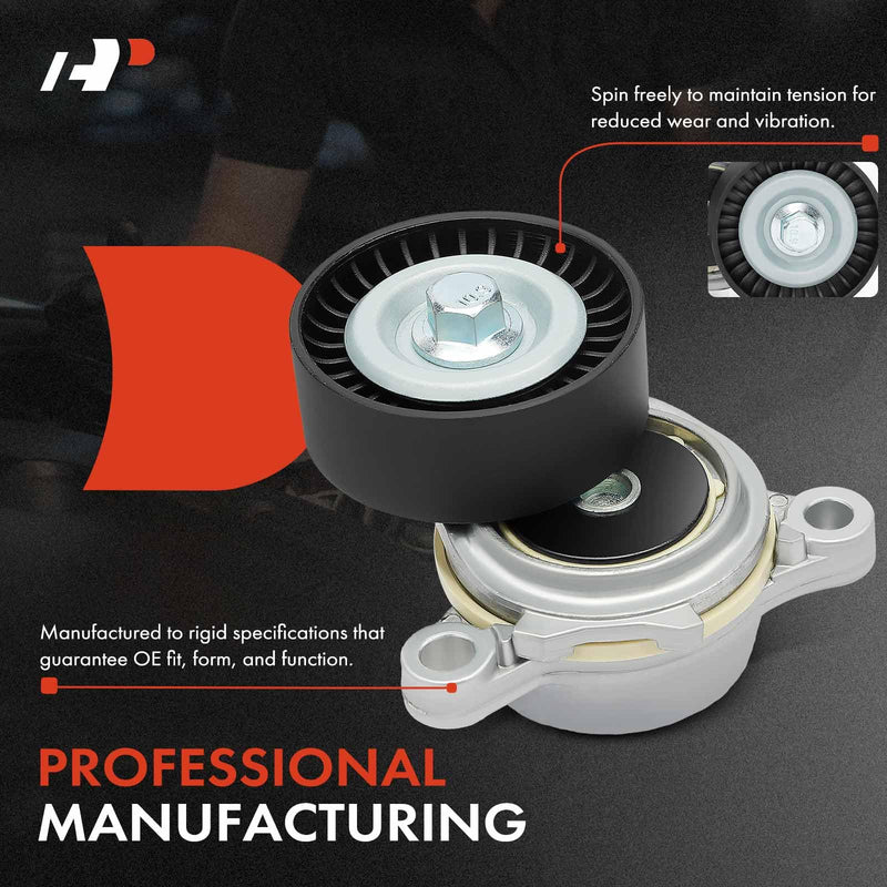 A-Premium Belt Tensioner Assembly with Pulley Compatible with Ford Expedition 2015-2017, F-150, Mustang 2011-2017, Transit-150, Transit-250, Transit-350 & Lincoln Navigator, Replace# 3R3E6B209EE