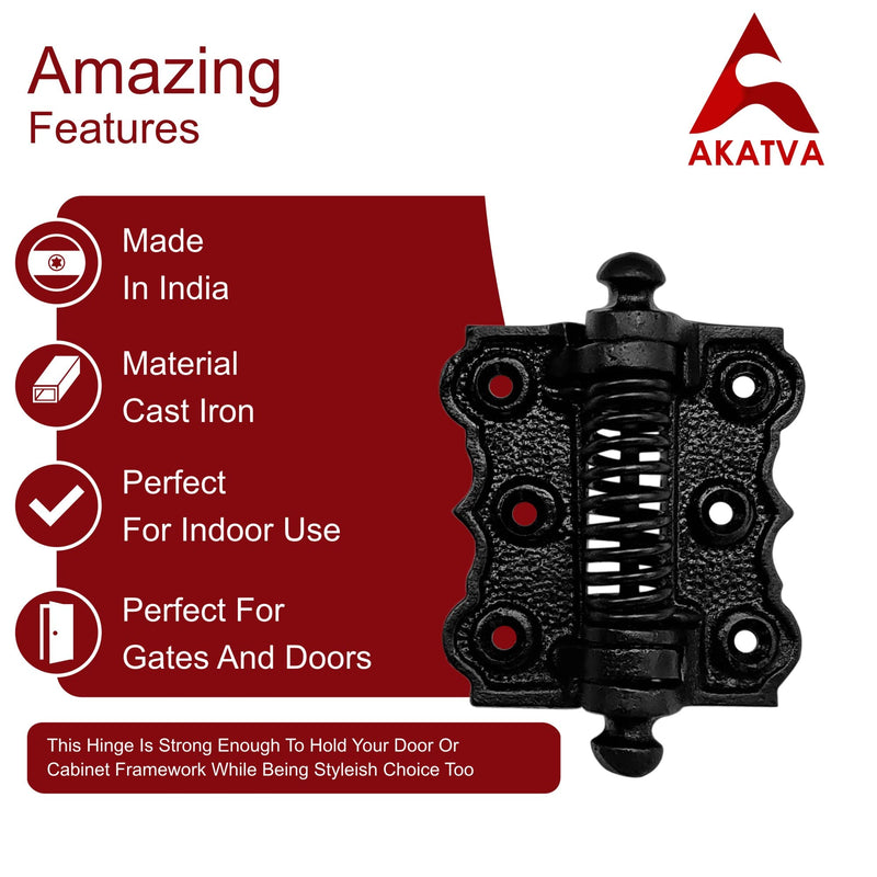 Akatva Self Closing Gate Hinges - Gate Closer Heavy Duty Gate Hinges- Self Closing Metal Gates Hinges - Self Closing Hinges - Auto Close Gate Hinges - Natural Oil Black Finish