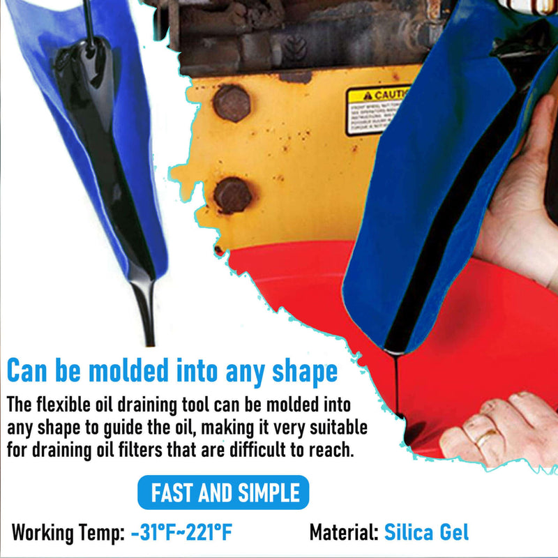 Flexible Funnel Reusable General Oil Change Draining Tool. for Oil Draining and Spill-Free Oil Filling.Flex Funnel Can be Molded Into Different Shape blue
