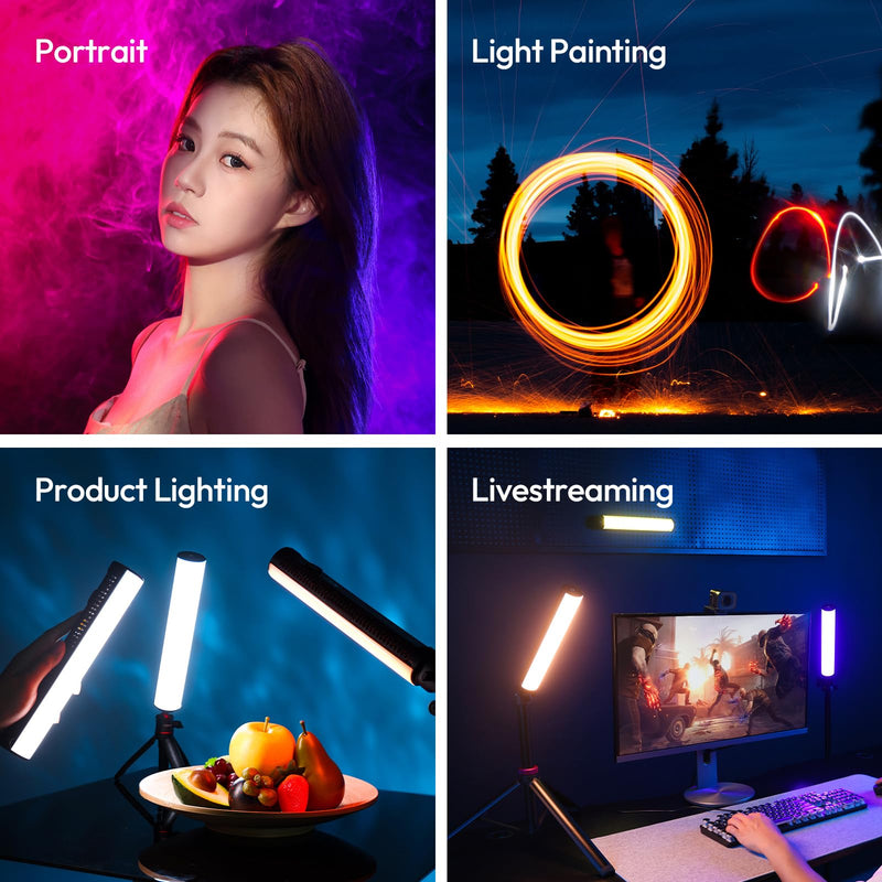 ULANZI B15RGB Magnetic RGB Light Wand - Handheld LED Video Light Stick with Diffuser, 3300mAh 1800-9000K 20 Effect Dimmable Camera Tube Light for Video Recording Studio Photography TikTok YouTube Vlog 1 pcs-Medium
