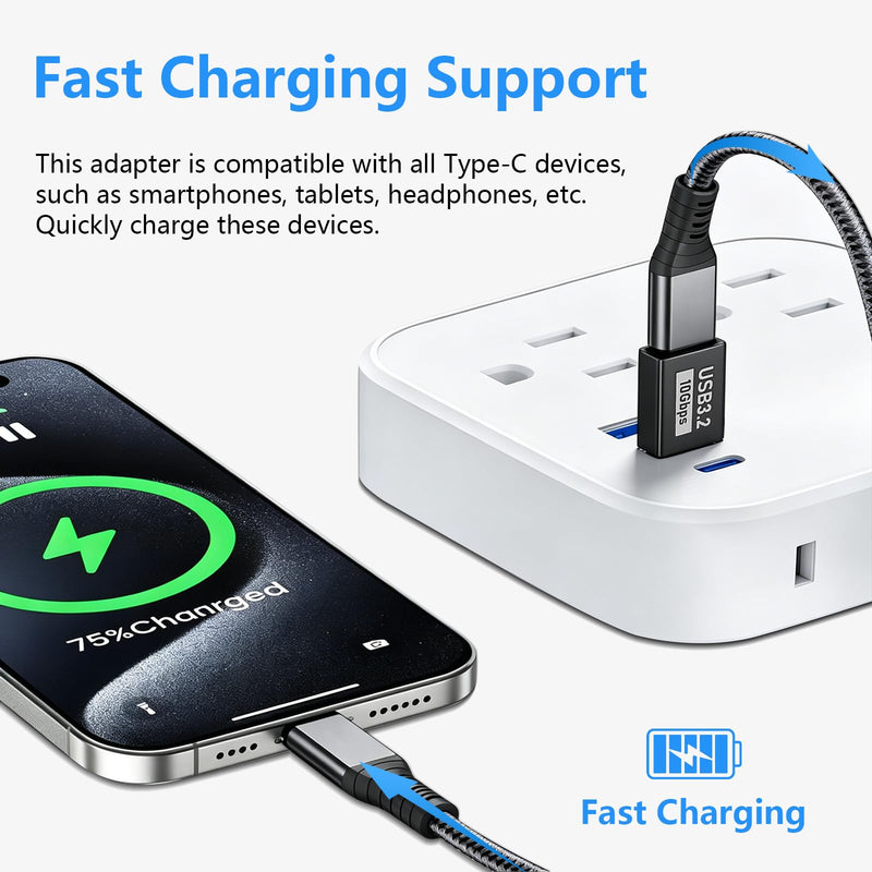 USB to USB C Adapter, USB C Female to USB Male 10Gbps Type C for iPhone 17/16/15/14/13 Plus Pro Max,iPad Air Mini 6 7,Galaxy S23 S24,iPad Air (5 Pack USB A to USB C & 5 Pack USB C to USB A, 10Pack) 5 Pack USB A to USB C & 5 Pack USB C to USB A