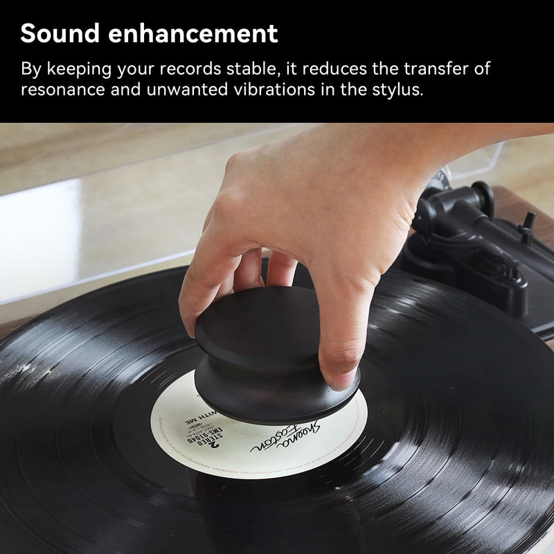 ANGELS HORN 303g Vinyl Record Weight Stabilizer for LP Turntables | Aluminum Clamp, Protective Rubber Pad, Reduce Vibration & Improve Sound Quality, Universal Compatibility for Vinyl Lovers