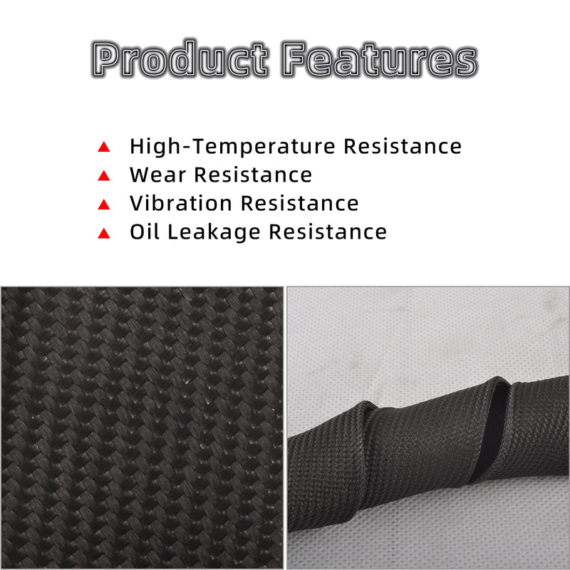 Black Fiberglass Heat Shield Sleeve Adjustable Hose Heat Spark Plug Wire High Temp (5Feet x 1Inch) for Motorcycle Exhaust Insulation Thermal Wrap Roll Car Brake Line Cable Protection Tape 1''X 5'