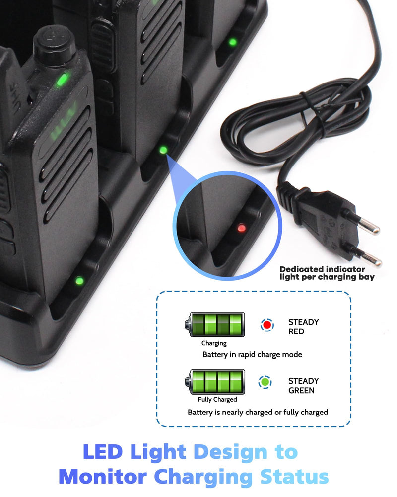 6-Way Multi-Unit Charger for Retevis RT22 RT22S WLN KD-C1 Zastone X6 NKTECH NK-U1 Zeadio ZS-B1 Luiton LT-316 Radtel RT-10 Walkie Talkie and Battery