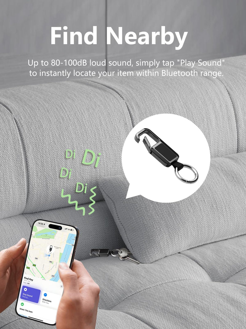 Keychain Tracker Works with Apple Find My (iOS Only) | Key Chain Tracker Tag Heavy Duty Car Keychain for Men, llaveros para hombres Carabiner Key Chain Anti-Lost Key Finder