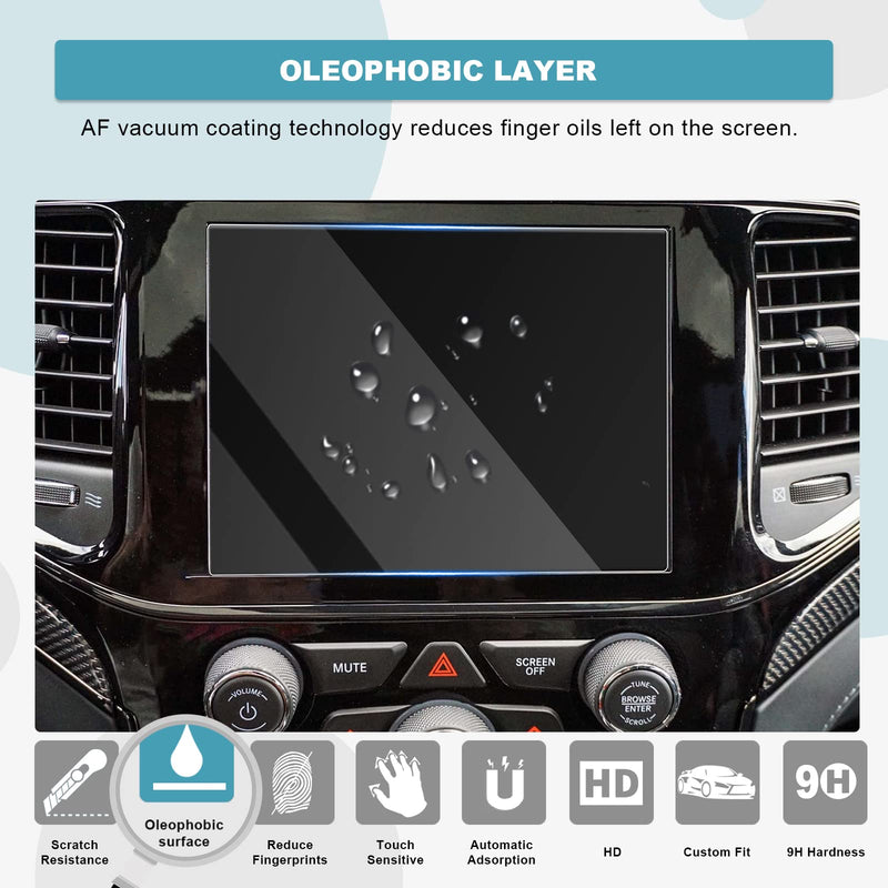 CDEFG for 2019 2020 2021 2022 2023 Grand Cherokee Uconnect Car Touchscreen Navigation Touch Screen Protector, HD Clear Tempered Glass 9H Scratch Resistance (Grand Cherokee 8.4-Inch) Grand Cherokee 8.4-Inch