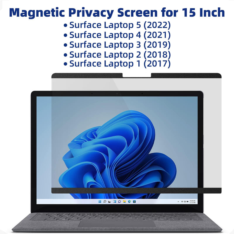 Magnetic Privacy Filter Compatible with 15 Inch Surface Laptop 5/4/3/2/1, Removable Anti Glare Blue Light Laptop Privacy Screen Black Security Private Black surface privacy screen