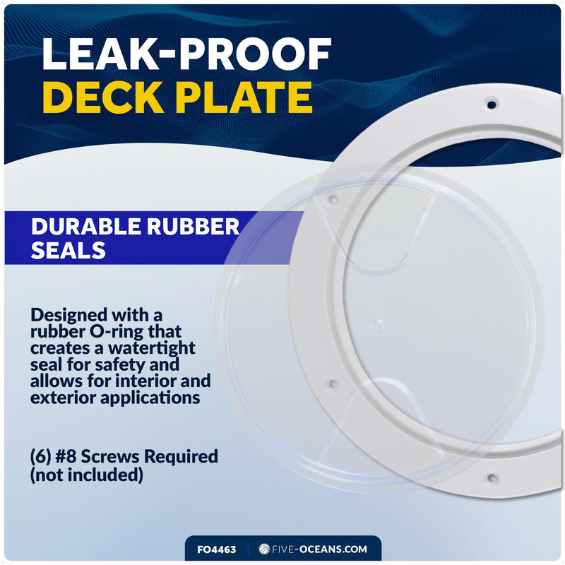 Five Oceans 4" Boat Hatch, Marine Round Inspection Deck Plate Hatch with Detachable Clear Lid, UV-Resistant ABS White Plastic, for Pontoon, Fishing Boat, Bass Boat, Yacht, RVs, Caravan - FO4463 4 Inches