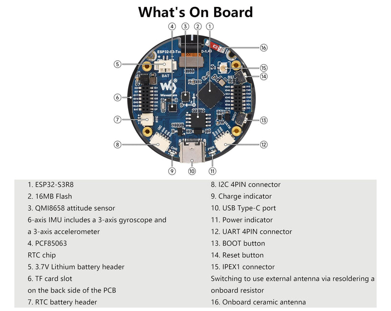 ESP32-S3 1.43inch AMOLED Display Development Board, 466x466 Resolution 16.7M Color QSPI Interface, ESP32 with Capacitive Touch AMOLED Round LCD, Support 2.4 GHz Wi-Fi and BLE 5, with CNC Metal Case
