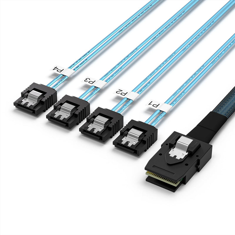 Mini SAS to 4 SATA Cable, 36 Pin SFF 8087 Host/Controller to 7 Pin SATA Target/Backplane, Compatible with PERC H310, RAID Controller (SFF-8087 to 4SATA Forward Breakout) 1.6 Feet 1.6ft
