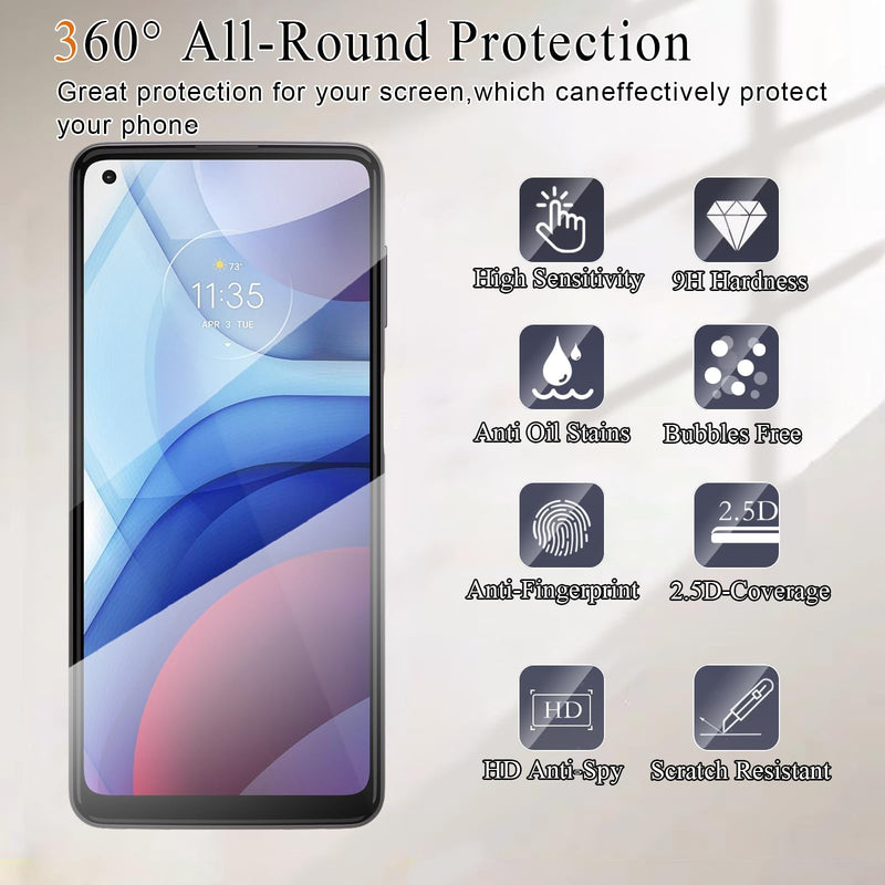 Lyphpe【3 Pack Privacy Screen Protector for Motorola Moto G Stylus(2021) 9H Tempered Glass Anti-Spy Private Film Compatible for Motorola Moto G Stylus(2021) Case Friendly