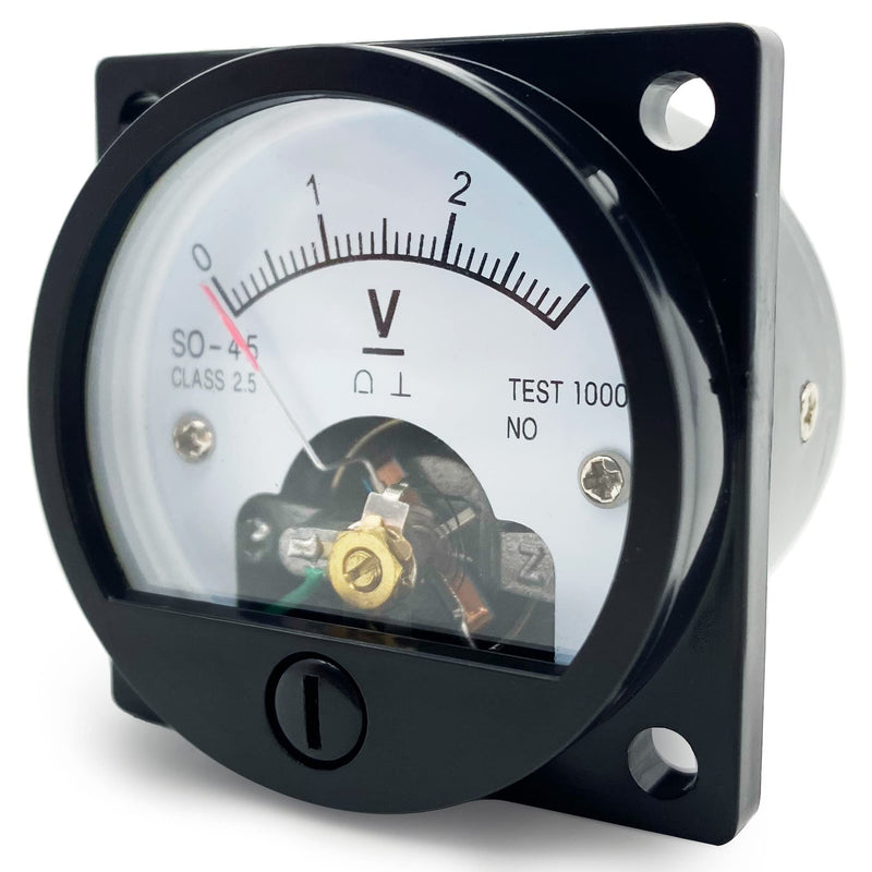 Analog Dial Panel Meter Voltmeter Gauge SO-45 DC 0-5V Round Current Measuring Ammeter