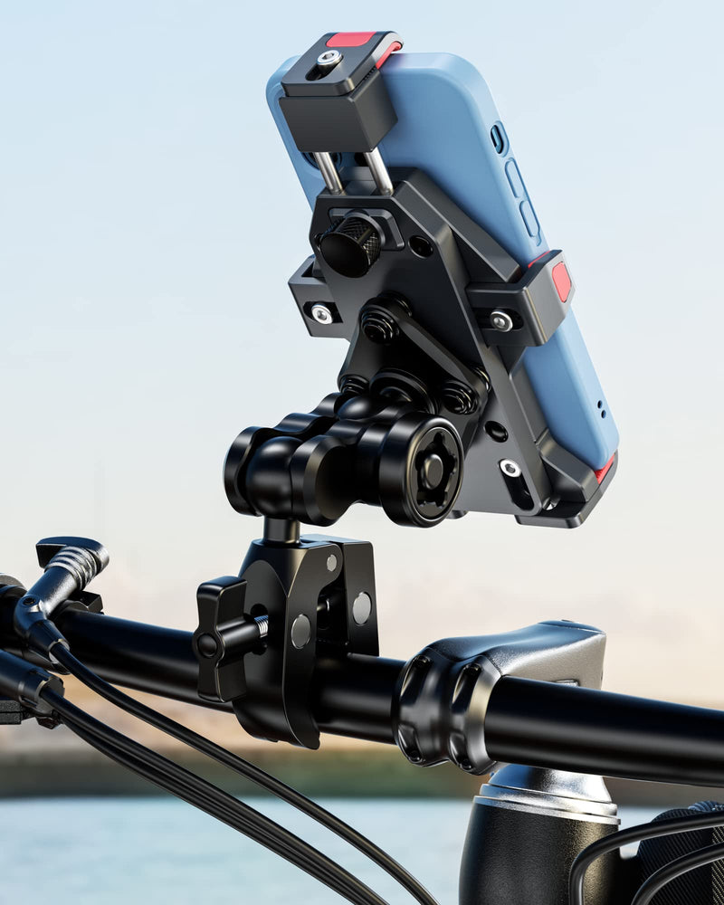 BRCOVAN Aluminum Alloy Handlebar Clamp Mount Base with 1'' TPU Ball for Rails 0.5'' to 1.75'' in Diameter, Compatible with RAM Mounts B Size Double Socket Arm & Bike Motorcycle Phone Mount Holder