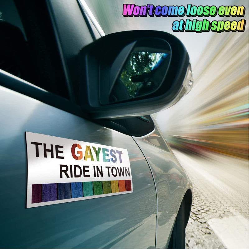 Frienda 10 Pcs Bumper Decals Funny LGBT Stickers Rainbow Bumper Prank Car Stickers Colorful Car Accessories for Truck Vehicle Luggage Window Refrigerator(Magnetic,Stylish Style)