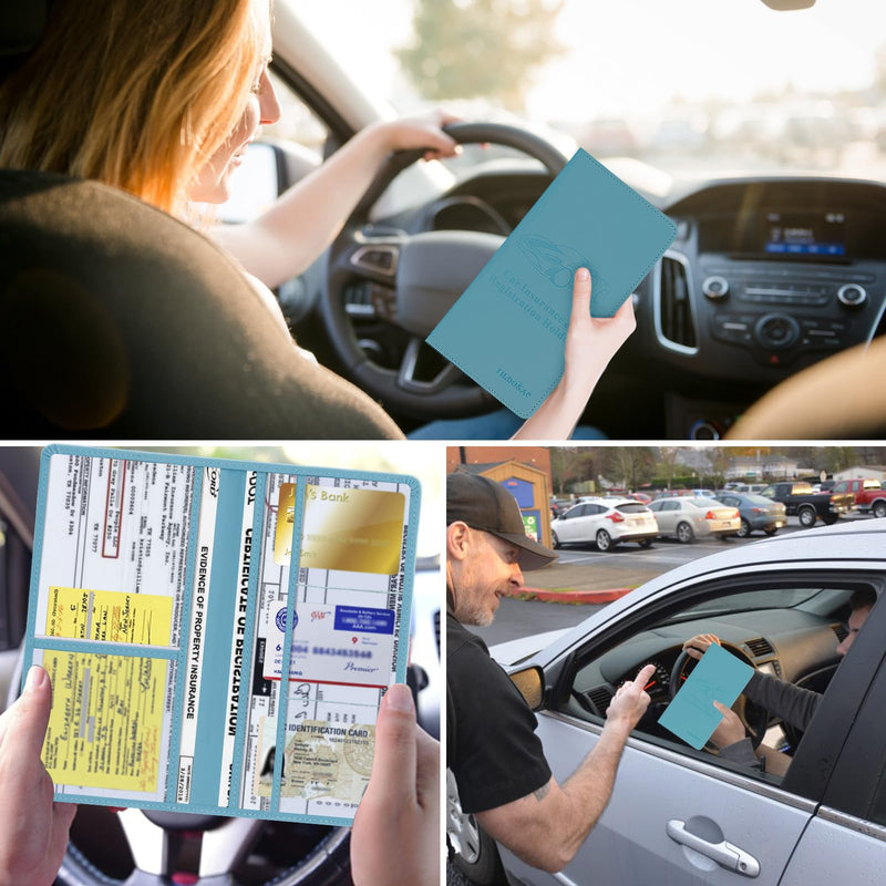 Upgraded Version Car Registration and Insurance Holder | Premium Car Document Organizer &Vehicle Glove Box Document Organizer | Car Accessories for Women & Men (Blue) Blue