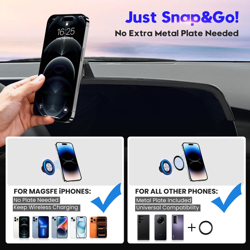 Sunsdrew Car Phone Holder for Cadillac Lyriq 2023-2026 Accessories, CT5/CT5 V/Optiq 2025 2026, XT4 2024-2026, Magnetic Phone Mount for 33-inch Screen, Hands-Free Phone Stand for All Phones For Lyriq/CT5/XT4(33" Screen)