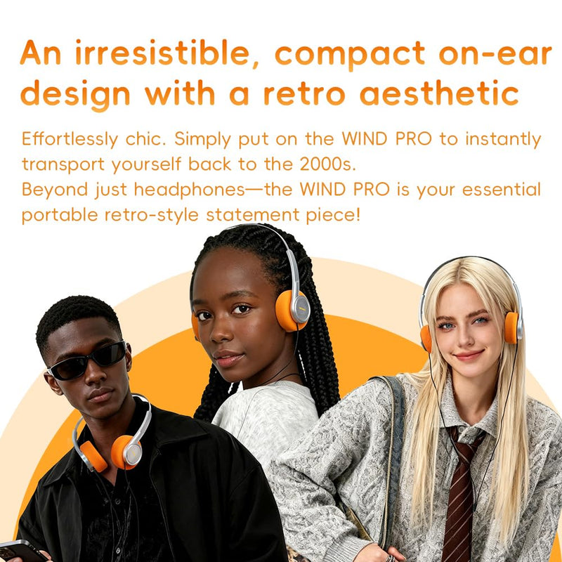 SNOWSKY FiiO Wind PRO 3.5mm Retro On-Ear Headphones with in-Line Controls, 40mm Dynamic Driver, Semi-Open HiFi Sound, Vintage Style Wired Headphones (Silver) Silver