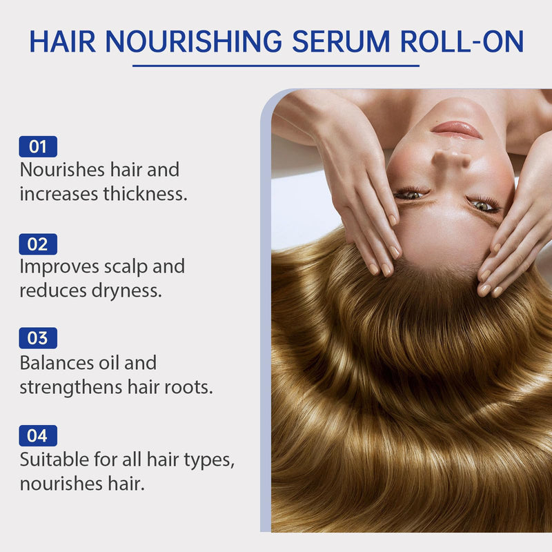 Roll-On Hair Serum 2 Pieces, Hair Essence Roller Ball, Rosemary Hair Roller Serum, Anti Frizz Hair Serum Hair Care for Broken Hair, Blocking Scalp Serum Promotes Oxygen Flow