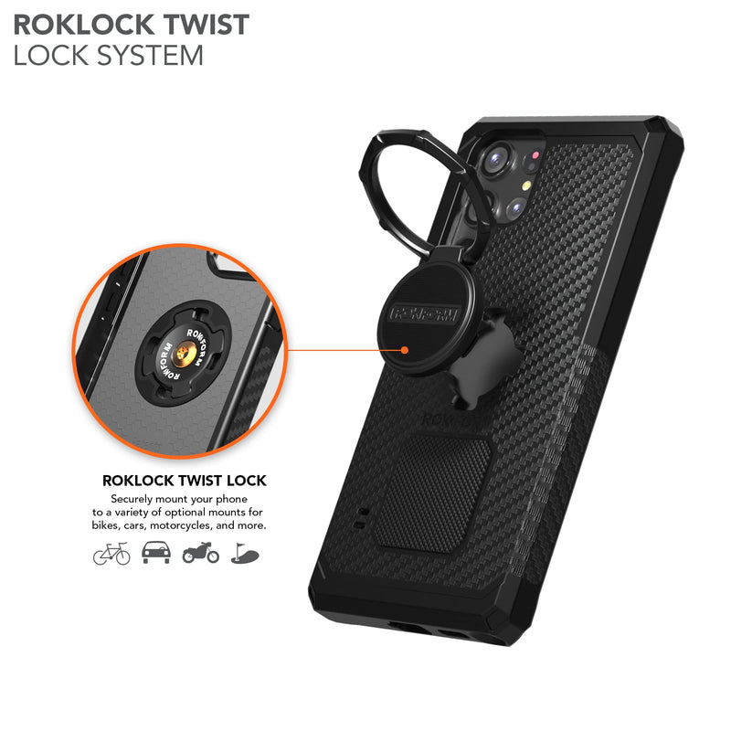 Rokform - Galaxy S22 Ultra 5G Rugged Case + Swivel Dash Phone Mount for Car, Truck, or Van