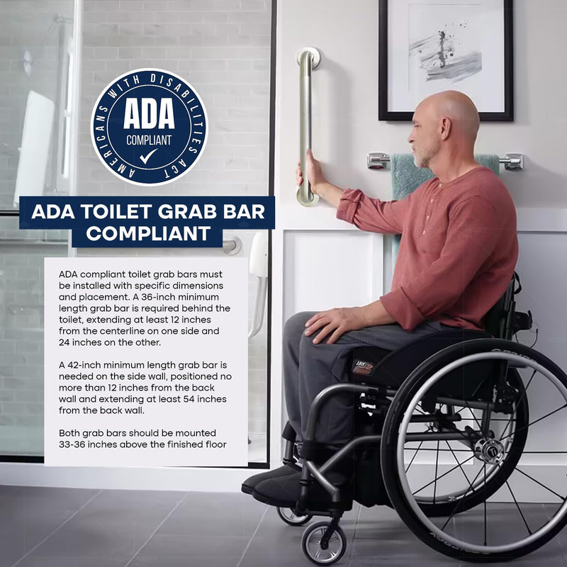  [AUSTRALIA] - Highcraft Grab Bar for Bathtubs and Showers, Anti Slip Shower Grab Bars for Seniors and Elderly, Safety Bar for Bathroom 18" x 1.5" ADA Compliant Grab Bar, Heavy Duty Stainless Steel Shower Handle