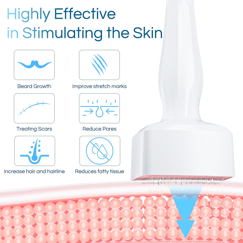 Derma Stamp, Adjustable Microneedling Stamp Pen 0-3mm with 140 Pins, Professional Dermastamp Microneedling Pen Derma Roller Hair Beard Growth for Men and Women