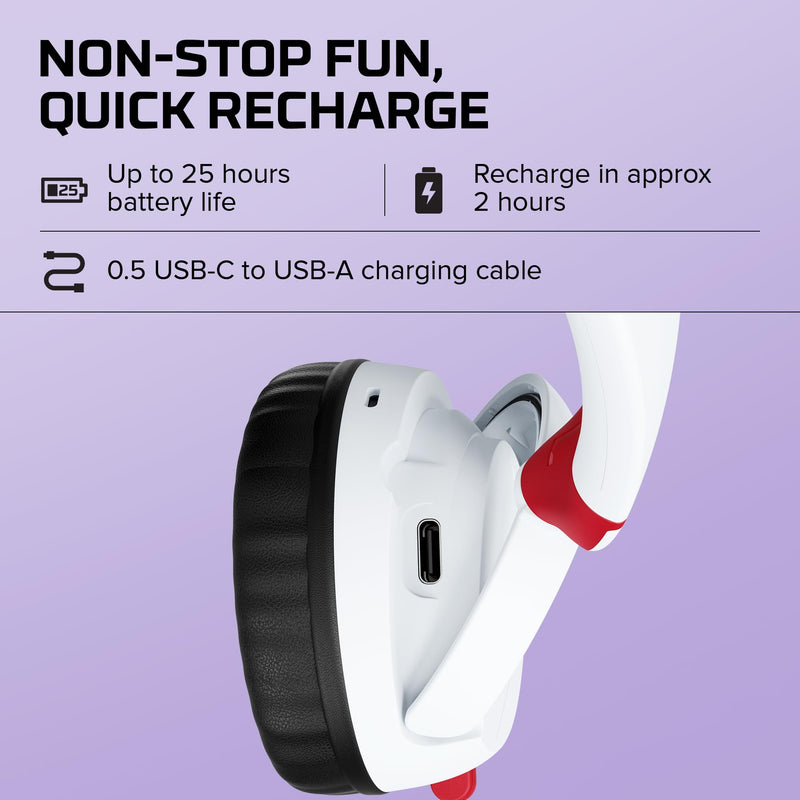 Cloud Mini Kids Wireless (White) | Volume limit 85dB, 25h battery, for PC/Switch/PS/Chromebook/Xbox/Mobile, White
