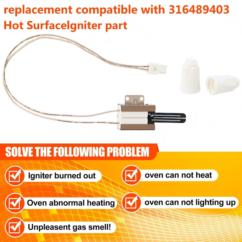 316489403 5304508786 Oven Ignitor Part Gas Range Lower Bake Igniter Replacement Part AP4433236 PS2364063 Compatible with Frigidaire Ken-More 316490000 Oven Temperature Sensor Probe Replacement