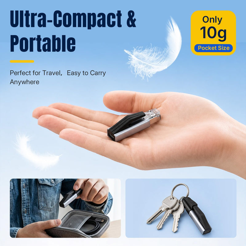 Mcbazel 1Gbps USB-C RJ45 Adapter, No Ethernet Cable Needed, Plug and Play | USB C to Ethernet Adapter, RJ45 male design, 1Gbps speed, RTL8153E chip, 10g portable, no cable needed