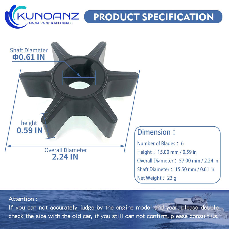 47-F433065-2/1 Water Pump Impeller For Mercury Chrysler Force 35 45 50 55 HP Outboard Sierra 18-45003 47-F433065 47-F433065-1 35HP 45HP 50HP 55HP 35 45 50 55HP