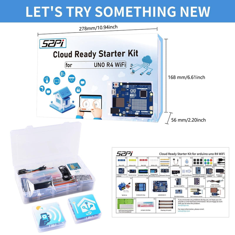 GeeekPi Cloud Ready Starter Kit with UNO R4 WiFi, Bluetooth, I2C, 12x8 LED Matrix, IoT Integration and Tutorials for Beginners & Engineers