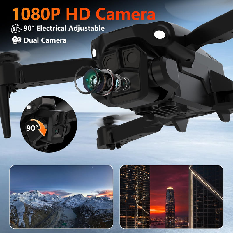 TD12Pro Drone with 1080P Camera for Adults Kids, Mini Drone with LCD Screen Remote, Foldable Remote Control Quadcopter, One Key Start, Easy to fly, Toy for Kids Adult Beginners Black01