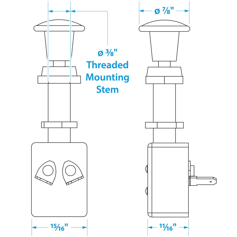 Seachoice 2-Position Push-Pull Switch, Off/On